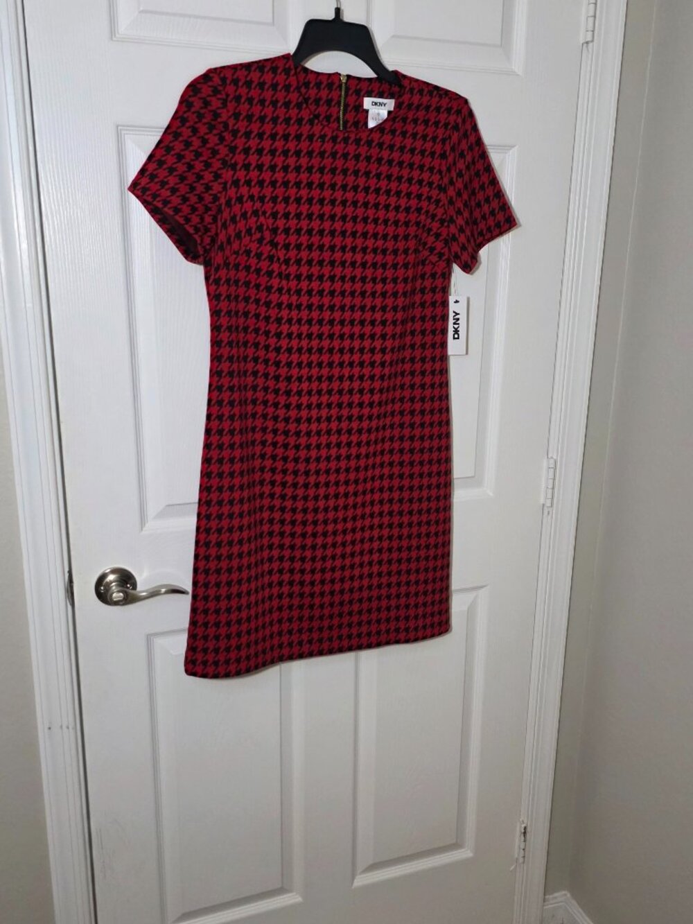 DKNY Checked wool-blend tweed mini dress size 8
